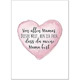 Muttertag Karte | Postkarte zum Muttertag für Mama mit Spruch | Beste Mama der Welt | Muttertagskarte zum Geschenk oder als Gutschein mit Umschlag