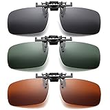 WDDT Polarisationsbrille Clip, 3 Paar UV400 Sonnenbrille Clip, Flip up Polarisiert Sonnenbrille, Herren und Damen Sonnenbrillen-Clip, Brillenaufsatz, für Driving, Golf, Angeln, Jagd Outdoor Sp