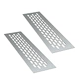 sossai® Aluminium Lüftungsgitter - Alucratis (2 Stück) | Rechteckig - Maße: 24,5 x 6 cm | Farbe: Inox | gebü