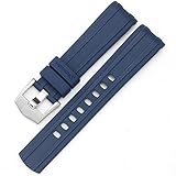 CGGA Uhrenarmband für Omega Seamaster 007 Planet Ozean AT150 Pin Schnalle Silikon Uhrenarmbanduhr Zubehör Gummi Uhr Armband (Band Color : Blue Silver Buckle, Band Width : 20mm)