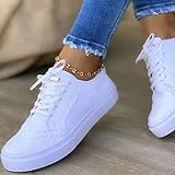 MTHDD Low-Cut Sneaker Canvas Flache Schuhe Frauen Beiläufige Schuhe Damen Sommer Herbst Turnschuhe,Weiß,41