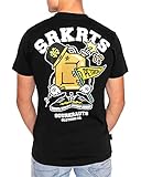 SOURKRAUTS T-Shirt Herren Elio Größe M - Kurzarm Shirt mit Print Aufdruck - schwarzes Oberteil aus Baumw