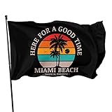 LINGF Durable Miami Beach Tropical Paradise Hier für eine gute Zeit Flagge 5x8 FT Banner Outdoor Indoor Decor - Polyester 5x8 Flag