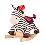 B. toys Schaukelpferd Zebra gestreift aus weichem Plüsch und hochwertigem Holz, Schaukeltier zum Draufsitzen für Kinder und Babys ab 18 M