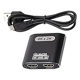 Shiwaki 1x2 4K 60Hz 1080P HDMI Splitter 1 in 2 Out HDCP 1.4 mit Kabel Blu-Ray Player Mini Case Powered Support 3D 4K USB Power DVD PC TV Verwendung