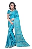 Trendofindia Indischer Bollywood Fashion Sari Stoff Damenkostüm Kleid Hellblau CA112