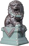 Kleine Keramik Fu FOO Hunde Wächter Löwenstatuen Home Office Decor Bestes Einweihungsgeschenk zur Abwehr von böser Energie Feng Shui Decor,A,Farbe:Aandb