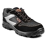 BLACK HAMMER Sicherheitsschuhe Herren Verbundstoff Kappe Und Kevlar Zwischensohle Atmungsaktiv Leicht Arbeitsschuhe Metallfrei Knöchelhoch Reflektierende Wanderschuhe S1P SRC 1997 (46 EU,Schwarz)