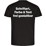 Herren T-Shirt Druck hinten (Anpassung von Text, Schriftart, Schriftfarbe und Artikel Farbe) - Größe S bis 5XL - Bedrucken Wunschtext Shirt Männer, Größe:XXXXL, Farbe:schw