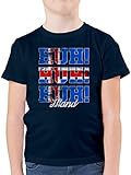 Fussball WM 2022 Fanartikel Kinder - Island Huh Huh Huh - 116 (5/6 Jahre) - Dunkelblau - Island - F130K - Kinder Tshirts und T-Shirt für Jung