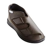 VAROMED Verbandschuh London Herren & Damen Mocca I Straßenschuhe & Hausschuhe Senioren I Therapie Schuhe mit Klettverschluss I Herausnehmbare Einlage I für schmerzempfindliche Füße I Größe 43