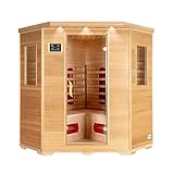 Home Deluxe – Infrarotkabine Redsun XXL – Keramikstrahler, Holz: Hemlocktanne, Maße: 150 x 150 x 190 cm | Infrarotsauna für 3-4 Personen, Sauna, Infrarot, Kab