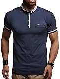 Leif Nelson Herren Männer Polo T-Shirt Kurzarmshirt Sweatshirt Crew Neck Rundkragen Sommer Kurzarm Longsleeve modern Basic Shirt Freizeit Hemd Baumwolle-Anteil LN1280; Größe XL, Dunkel B