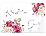 6 Premium Dankeskarten (Klappkarten) mit 6 weißen Umschlägen, Danke, Dankeschön, Karten, Dankekarten, Hochzeit, Geburt, Baby, Taufe, Abschied, Geburtstag, Jubiläum Blumen B