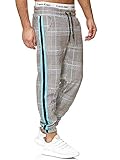 OneRedox Herren | Jogginghose | Trainingshose | Sport Fitness | Gym | Training | Slim Fit | Sweatpants Streifen | Jogging-Hose | Stripe Pants | Modell 1226 (S, Grau Türkis)