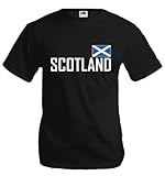 buXsbaum® Herren Unisex Kurzarm T-Shirt Bedruckt Schottland | Ländershirt Fanshirt Flagge | XXL Black- Schw