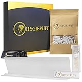 HygiePuff Aktivkohlefilter Slim Set - Kohlefilter Zigaretten Selbst Rollen, 150 Aktiv Kohlenstoff Filter 7mm mit Glas Tip und Longpapers, Drehen Sie doppelt gefilterte Glasfilter J