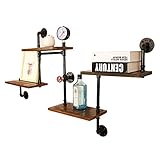 N / A LINLINZ Industrielle Wandregal Schweberegale, Rustikales Holz Wand-hängen RohrRegal, Schwimmdock Leiter Regale Bücherregal, 4 Etagen (Color : Walnut Color)