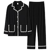 BuFanRenm Nachthemd, Damen Pyjama Set Frühling Herbst Damen Pyjama Langarm Umlegekragen Lose Plus Größe M-3XL M Y2518