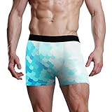 ART VVIES Personalisierte Herren Unterwäsche Geschenkkoffer Stretchy Soft Boxer Slips Shorts bequem ausgestattet Blaue Dachziegel Muster - S