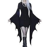 LOPILY Oberteile Damen Fledermaus Vintage Bluse mit Rüschen Ärmel Mittelalter Kostüme Damen Schulterfreie Blusentops Halloween Kostüm Damen Sexy Vampir Gothic Bekleidung