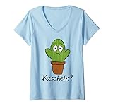 Damen Kaktus zum Kuscheln - Lustiger süßer Kaktus zum kuscheln T-Shirt mit V