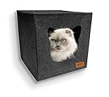 Katzenhöhle aus Filz mit Anti-Rutsch Boden Katzenbox passend für Ikea Regal Kallax und Expedit mit herausnehmbaren Kissen Katzenhaus Filzhöhle für Katzen und kleine Hunde Katzenkorb (Anthrazit)