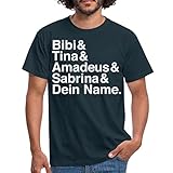 Spreadshirt Bibi & Tina & Amadeus & Sabrina & Dein Name Personalisierbares Männer T-Shirt, L, Navy