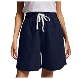Mingfa.y Laufhose Damen Kurz 2 in 1 Übergröße Strandhosen Jogginghose Sweatpants Damen Casual Locker Freizeithose Bundhose Damen 3/4 Hose Wandershorts Joggingshorts Sweatpants Yoga Fitness Gy