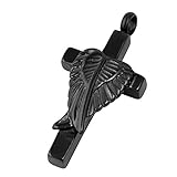 TNBKDSE Engels-Flügel-Kreuz Denkmal Urn Halskette 316L Edelstahl Einäscherung Medaillon-Schmucksachen für Asche-Andenken-Anhänger + F