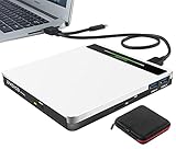 Externes CD-/DVD-Laufwerk von Nolyth, 5-in-1, USB, CD-/DVD-RW-Player, Brenner für Laptop/Desktop/Mac/PC/MacBook Pro/Windows, mit extra SD- und TF-Kartenleser und USB 3.0-Hub