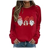 HHOP Weihnachten Damen Bluse Langarm lila Sweatshirt Damen Tshirt Damen blau Kurze Hose Damen elegant Strickpullover Tunika Bluse Damen Bluse Kurzarm Damen Tops Damen Sommer Spitze Weisse B