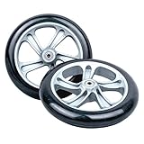 Hepros 200mm PU Ersatzräder High Rebound Silber Schwarz 2 Stück für Cityroller Radlager ABEC7