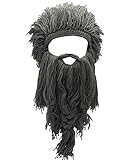 Barbar Knit Long Beard Hut Adult Viking gefälschte Haar Perücke Visor gestrickte Wolle lustige Schädel Cap