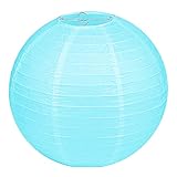 LIHAO Lampenschirm Lampion Rund Hellblau Papier Laterne Classic Bamboo Style Gerippter Lampenschirm Deko für Party Garten Hochzeit Dekoration (30 cm, 12')