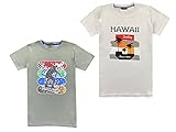 2er-Pack Jungen T-Shirt mit Rundhalsausschnitt und großem Print vorne - Bestehend aus unterschiedlich designten Shirts für Kinder (Khaki/Weiß, 146, Numeric_146)
