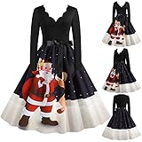 Weihnachten KostüM Gothic Weihnachtskleid Eleganten Swing Geschenk Oberteil Prinzessinen Blusenkleider Schmaler Rock Langarm Herbst Winter Teenager MäDchen Prinzessin Druck
