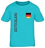Germany Fußball WM Fanshirt Gruppen Kinder T-Shirt Rundhals Mädchen Jungen Fan Trikot Deutschland, Größe: 152/164,türk