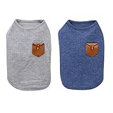 YAODHAOD Minimalistisches Hunde-T-Shirt, Hundekatzen-Kleidung, blau und grau, 100% Baumwolle, für Mini-Hund, kleinen Hund und Katze (2er Pack) (L-Geeignet für Katzen und Chihuahua, Blau und grau)