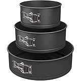 Jdeijfev Springform Pan Set (6 8 10 Zoll) 3-Teiliges Antihaft-Kuchenform-Backgeschirr-Set Kuchenform mit Abnehmbarem B