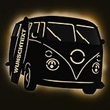 Elbeffekt Bus Lampe aus Holz- personalisierbares Geschenk - Wohnzimmer Deko - Auto Geschenk - personalisierbar zum Hinstellen/Aufhängen - Bus Lampe - persönliches Geschenk