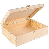 Creative Deco A4 Holz-Kiste mit Deckel | 33,8 x 24,8 x 10 cm (+/- 1 cm) | Unlackierte Aufbewahrungs-Box | Große Schatulle | Große Holz-Box Ideal zur Lagerung der Wertsachen, Spielzeugen und Werkzeug