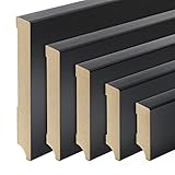 Schwarze Sockelleisten Leipzig Profil MDF Folie 60/80/100/120mm [SPARPAKET] Farbe 120mm, Größe 100 Stück / 230