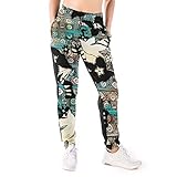 LAOLUCKY Jogginghose 3D Druck Sweatpants für Frauen Neuheit Laufen Sport Jogginghose, Ethnic Ornaments geometrische Tribal Blumen Hintergrund 8, M