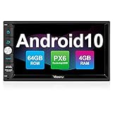 Vanku Android 10 Autoradio mit Navi PX6 64GB+4GB Unterstützt Qualcomm Bluetooth 5.0 DAB + Android Auto WiFi 4G 2 Din 7 Zoll B