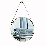 DERUKK-TY Haushaltsartikel & Make-up-Spiegel zum Aufhängen, Metallrahmen, rund, groß, modern, hochauflösend, geeignet zum Aufhängen im Badezimmer (Farbe: Gold, Größe: 80 cm)