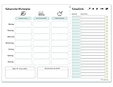 Kulinarischer Wochenplan, Menüplaner & Einkaufsliste in Din A4 mit 50 Blatt, der Essenplaner für die ganze Woche inkl. Platz für Ideen (blau)