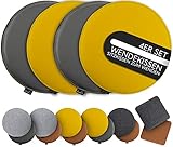 Sitzkissen Filz/Leder zum Wenden | 4er Set | Rund oder Eckig | 35 x 35 x 2,5 cm | Sitzauflage Bank oder Stuhl | hochwertiger Schaumstoff (RUND 4er Set 35cm, Filz Gelb / Leder Anthrazit)