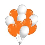 50 Premium Luftballons in Orange/Weiß - Made in EU - 100% Naturlatex somit 100% giftfrei und 100% biologisch abbaubar - Geburtstag Party Hochzeit Silvester Karneval - für Helium geeignet - twist4®