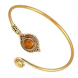 Chic-Net Messing Armreif antik Gold Tigerauge Maserung rund Kugeln verstellbar antik Tribal Schmuck